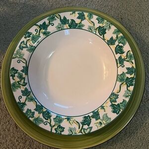 Set 2 One Gibson Green Swirl Dinner Plate & One Ivy Trellis Bowl EUC